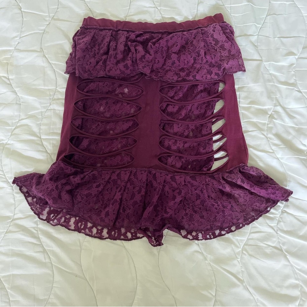 Purple Lace Skirt with Cutout Design